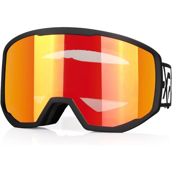 Women OTG Black Frame Red Anti Fog UV Protection Snowboard Goggles - Picture 1 of 7